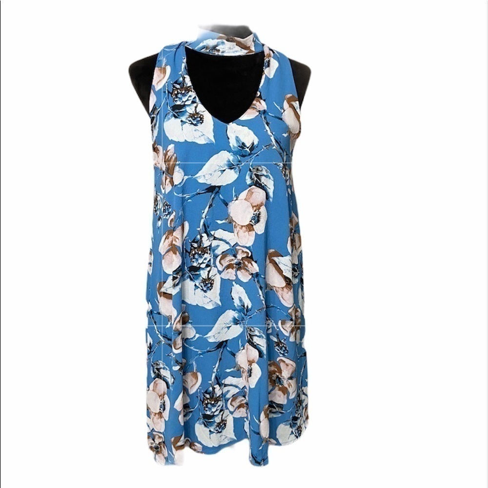 Peppermint Happy Blues shift choker floral dress NWT size small - Picture 2 of 12